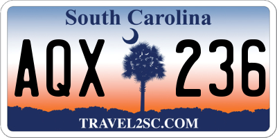 SC license plate AQX236
