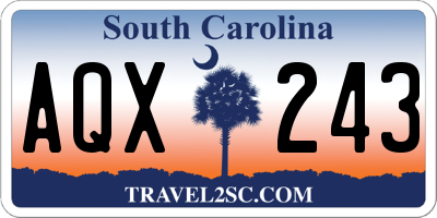 SC license plate AQX243