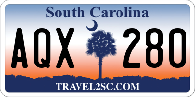 SC license plate AQX280