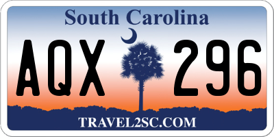 SC license plate AQX296
