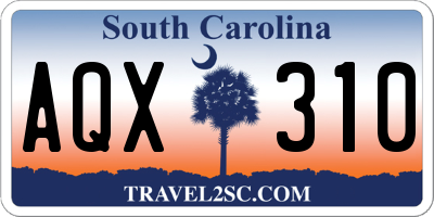 SC license plate AQX310