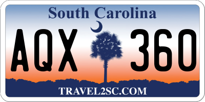 SC license plate AQX360