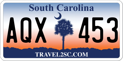 SC license plate AQX453