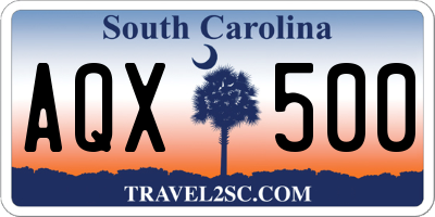 SC license plate AQX500