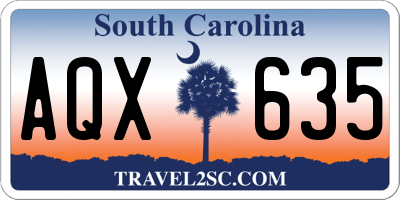 SC license plate AQX635