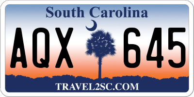 SC license plate AQX645