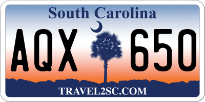 SC license plate AQX650