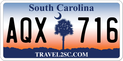 SC license plate AQX716