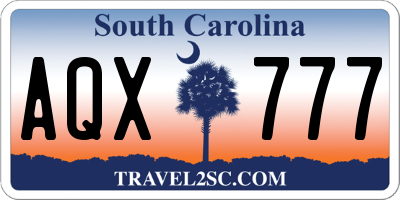 SC license plate AQX777