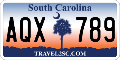 SC license plate AQX789