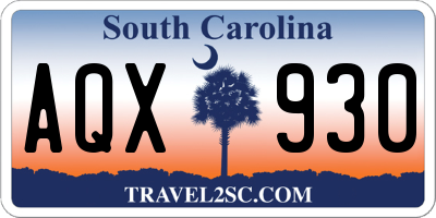 SC license plate AQX930