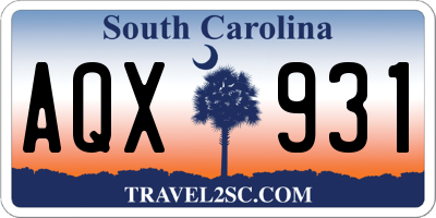 SC license plate AQX931