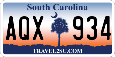 SC license plate AQX934