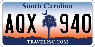 SC license plate AQX940