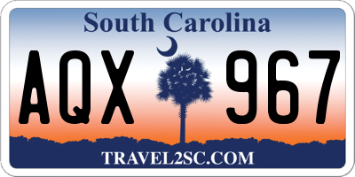 SC license plate AQX967