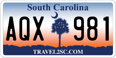 SC license plate AQX981
