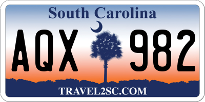 SC license plate AQX982