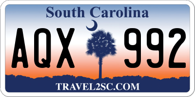 SC license plate AQX992