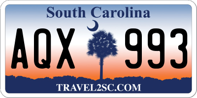 SC license plate AQX993