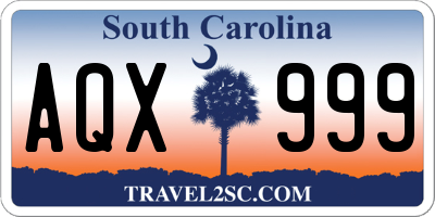 SC license plate AQX999