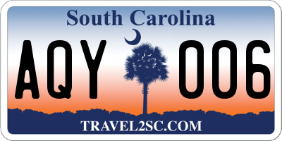 SC license plate AQY006