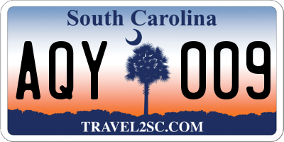 SC license plate AQY009