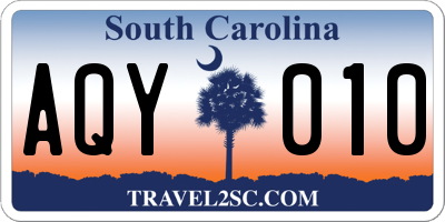 SC license plate AQY010
