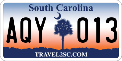 SC license plate AQY013