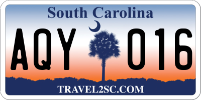 SC license plate AQY016