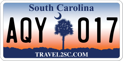 SC license plate AQY017
