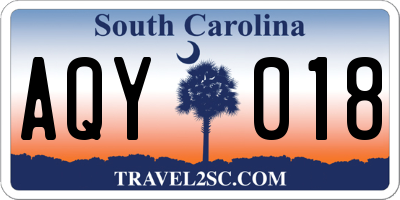 SC license plate AQY018