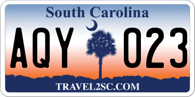 SC license plate AQY023