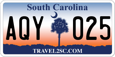 SC license plate AQY025