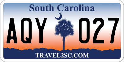 SC license plate AQY027