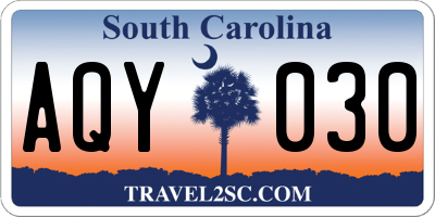 SC license plate AQY030