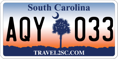SC license plate AQY033