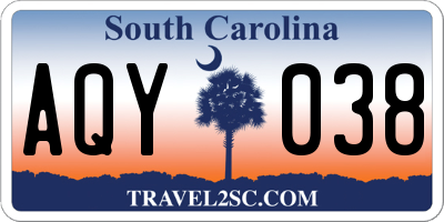 SC license plate AQY038
