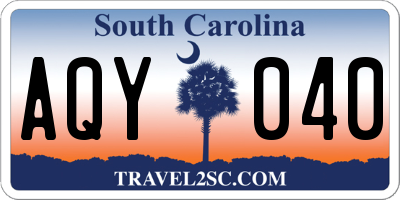 SC license plate AQY040
