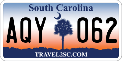 SC license plate AQY062