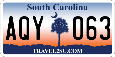 SC license plate AQY063
