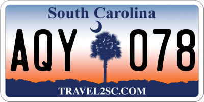 SC license plate AQY078