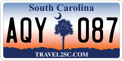 SC license plate AQY087