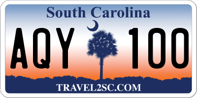 SC license plate AQY100