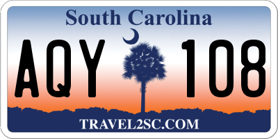 SC license plate AQY108