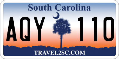 SC license plate AQY110