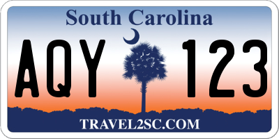 SC license plate AQY123