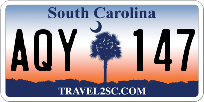 SC license plate AQY147
