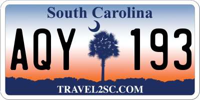 SC license plate AQY193