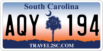 SC license plate AQY194