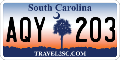 SC license plate AQY203